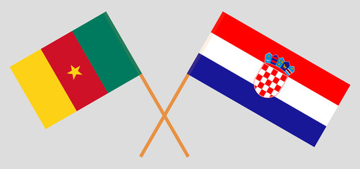 Crossed flags of Cameroon and Croatia