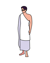 man pilgrim hajj standing on white background