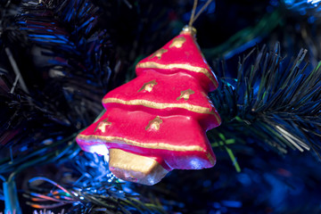 Christmas tree decoration hanged on tree