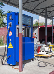 Fototapeta na wymiar Gas station gas for cars on propane butane fuel propane, flammable