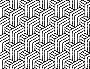 Abstract geometric pattern with stripes, lines. Seamless vector background. White and black ornament. Simple lattice graphic design