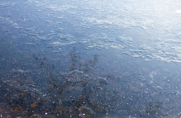 Frozen ice river. Texture background
