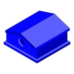 Blue bird house icon. Isometric of blue bird house vector icon for web design isolated on white background