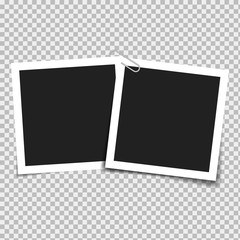 Set of blank frames on a background with transparent shadows. Vector illustration