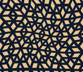 Abstract geometric pattern. A seamless vector background. Dark blue and gold ornament. Graphic modern pattern. Simple lattice graphic design