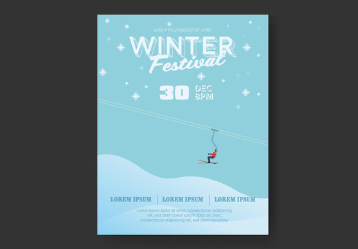 Winter Festival Skier on Lift Flyer Layout