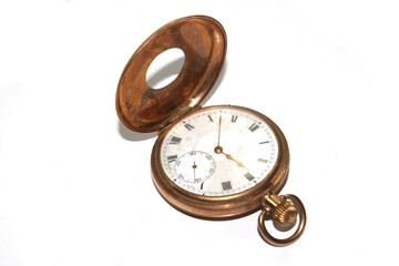 Gold Ornate Pocket Watch on White background