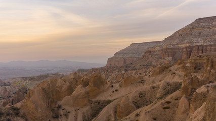 view of a rocky valley during sunset in Turkey