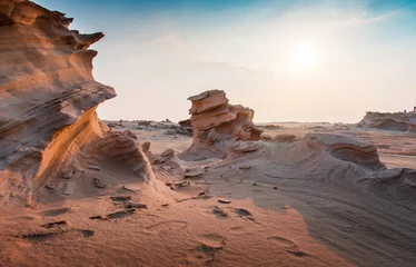 Fototapeten Sunset over fossil dunes scenic spot in Abu Dhabi UAE © creativefamily