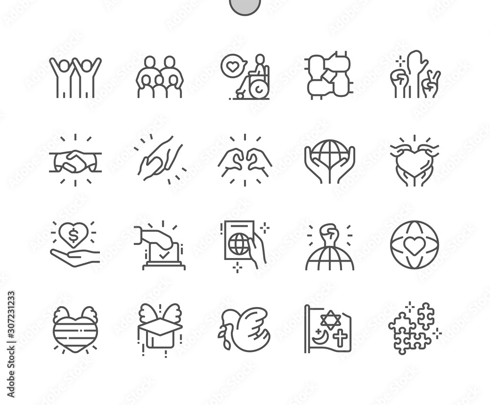 Poster tolerance well-crafted pixel perfect vector thin line icons 30 2x grid for web graphics and apps. si