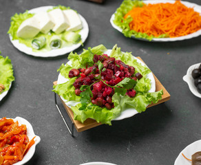white cheese, olives and vinegar salad