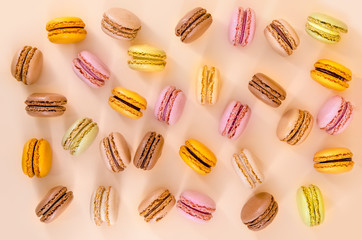 Various colorful macaroons , full frame