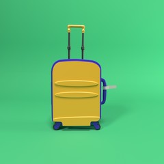 Maletas empacadas en fondo verde