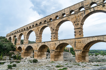 Pont du Gard is the tallest aqueduct and bridge built in Europe by the Romans, Provence, France