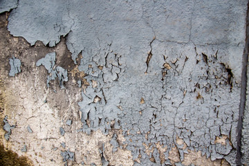 Cracked paint on the wall. A grunge background texture. Old paint on the wall