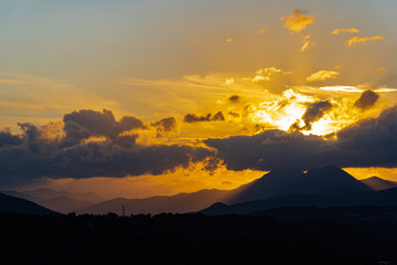 Molise, Mainarde, sunset. The Mainarde mountain range extends along the border between Molise and...
