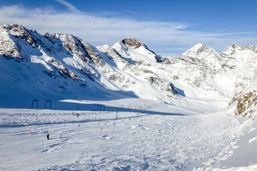 Fototapeta na wymiar Ski resort on Stubai Glacier in Tyrol, Austria