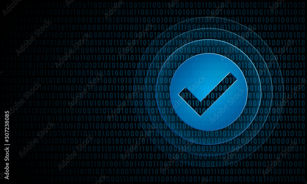 Aufkleber digital check with ripples ''pulse effect'' technology success symbol