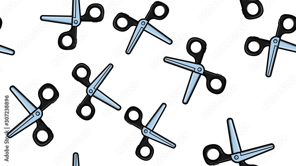 Poster texture seamless pattern scissors on a white background for manicure, procedural scissors to remove 