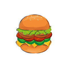 delicious hamburger fast food icon vector illustration design