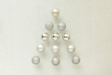 Collage of many balls in the form of a Christmas tree for the new year 2020