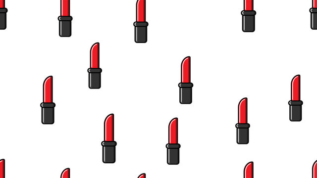 texture seamless pattern red lipstick on a white background to create a glamorous stylish look, makeup artist tool, lipstick for makeup. Bright juicy lipstick. Vector illustration