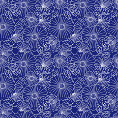 Flower contrast vector seamless pattern