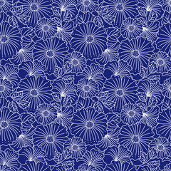 Flower contrast vector seamless pattern