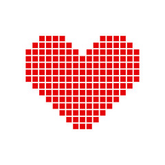 Obraz premium Heart icon. Red pixel vector drawing. Isolated object on a white background. Isolate.