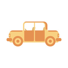 Wooden toy car. Side view. Vector drawing. Isolated object on a white background. Isolate.