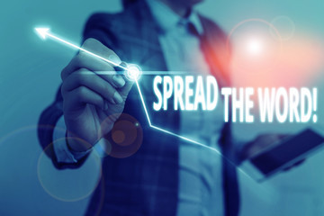 Handwriting text writing Spread The Word. Conceptual photo share the information or news using social media