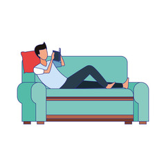 avatar lying man on couch reading a book