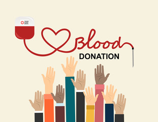Blood donation concept. Vector illustrations flat design. Donor day. Medical background.