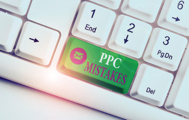 Word writing text Ppc Mistakes. Business photo showcasing judgment that is misguided or wrong in...