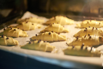 chocolate croissants baked in the oven