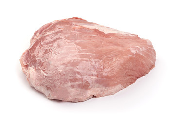 Raw ham part, pork gammon cuts, isolated on white background