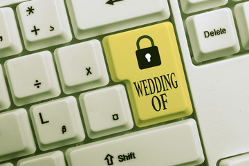 Text sign showing Wedding Of. Business photo text announcing that analysis and woanalysis now as...
