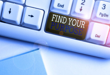 Word writing text Find Your Purpose question. Business photo showcasing reason for something is...