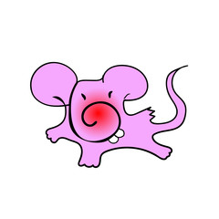 Anime style, cuneiform pink cute mouse, rat cartoon flee. Chinese Zodiac Sign, Happy New Year 2020 year isolated. Vector illustration.