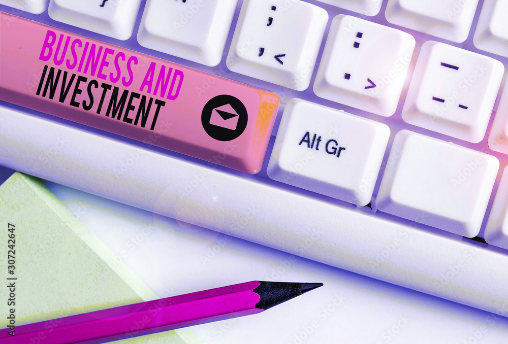 Poster handwriting text business and investment. conceptual photo putting your money in field to increase t