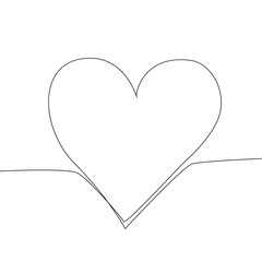 Continuous line drawing two hearts, Black and white minimalist illustration of love concept