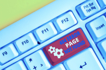 Handwriting text writing 404 Error Page Not Found. Conceptual photo Webpage on Server has been...