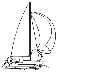 continuous line drawing of sailboat