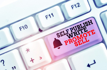 Writing note showing Self Publish Write Promote Sell. Business concept for Auto promotion writing...