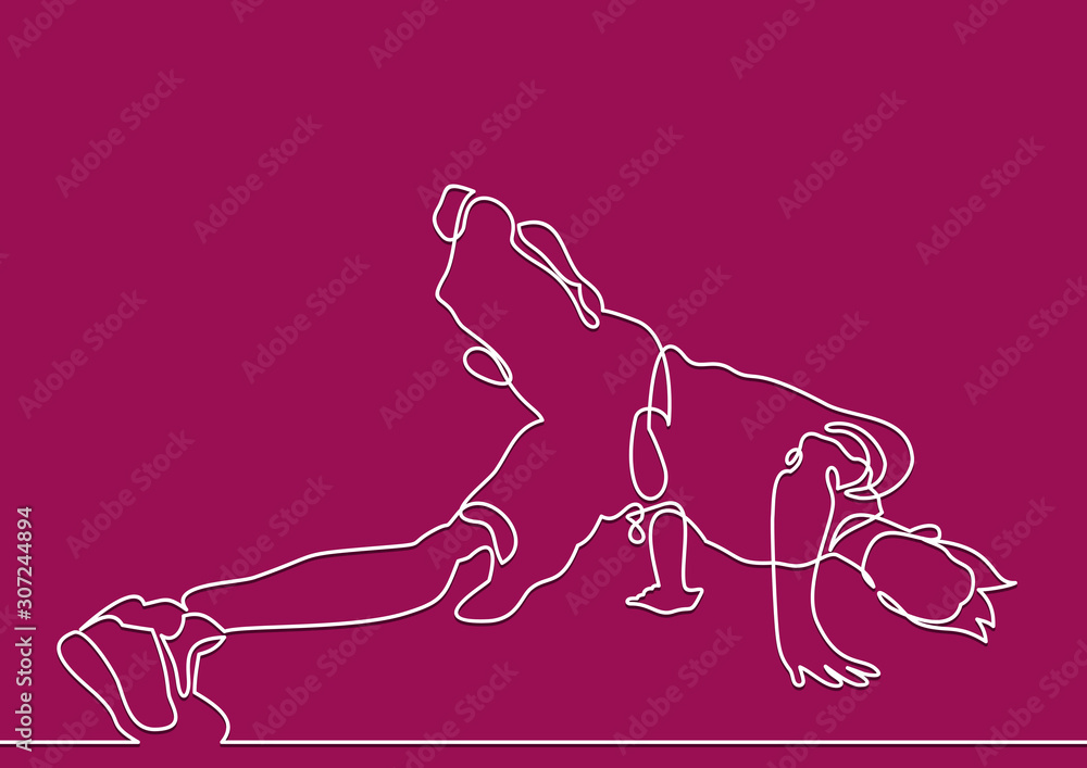 Poster break dancer-continuous line drawing