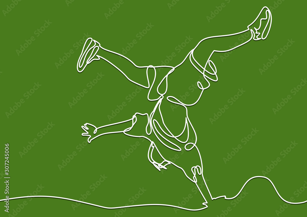 Poster break dancer-continuous line drawing