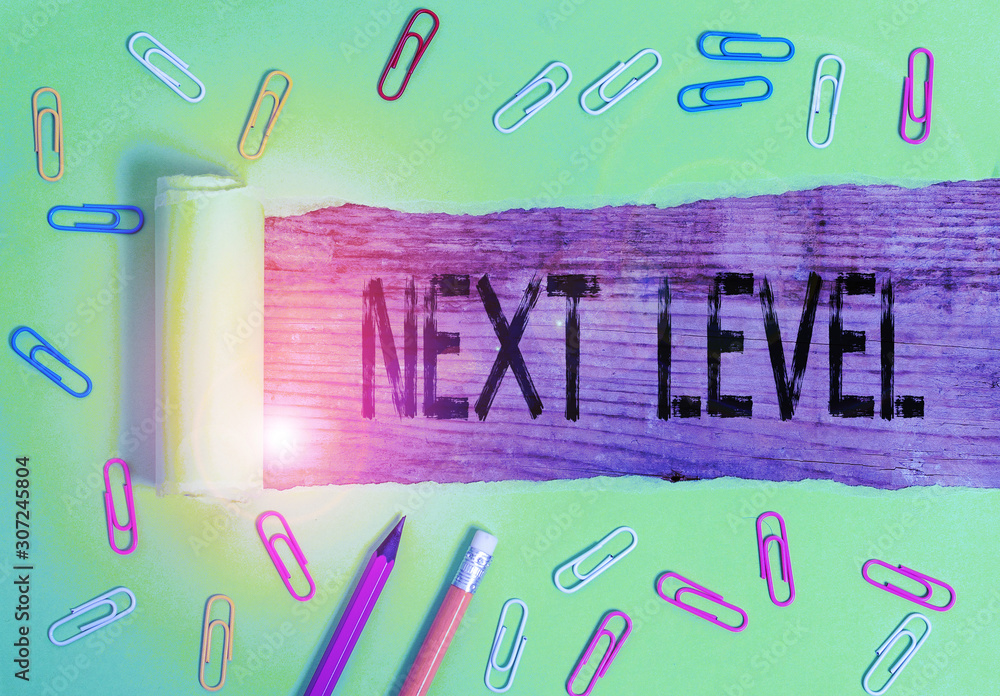 Poster conceptual hand writing showing next level. concept meaning having more than one floor and referring
