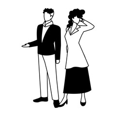 business couple standing on white background