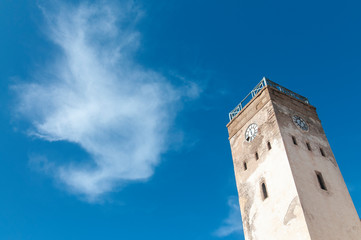 Fototapeta na wymiar Skala de la Ville Ramparts and Clocktower Essaouira Morocco
