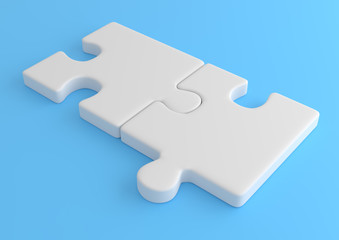 Puzzle on blue background.  Minimal creative concept. 3d rendering illustration